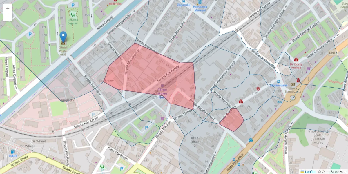 Hartă a codului poștal  și a codurilor poștale învecinate