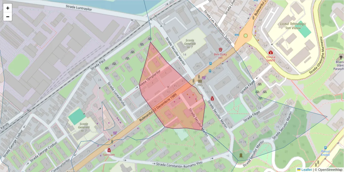 Hartă a codului poștal  și a codurilor poștale învecinate