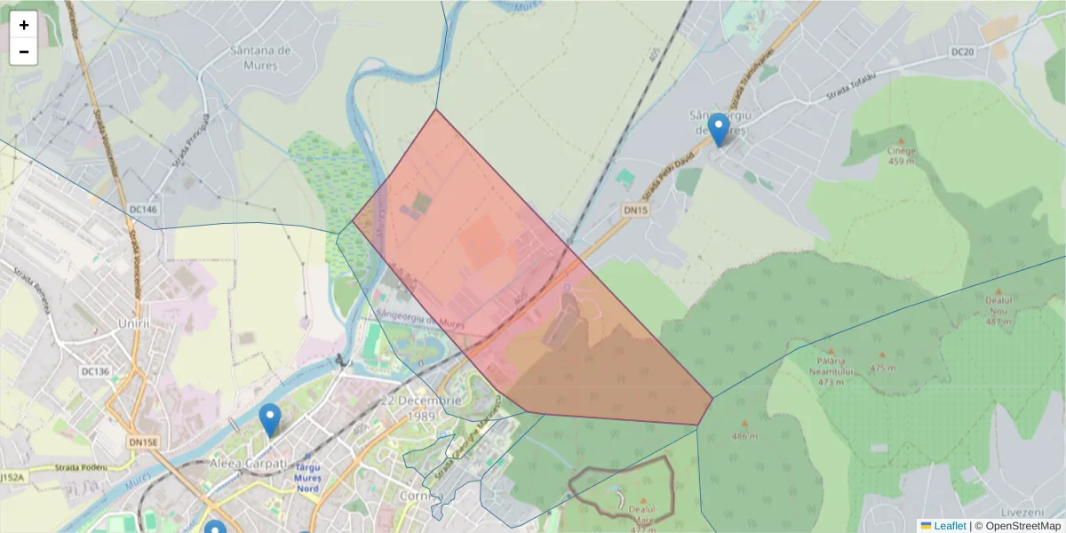 Hartă a codului poștal  și a codurilor poștale învecinate