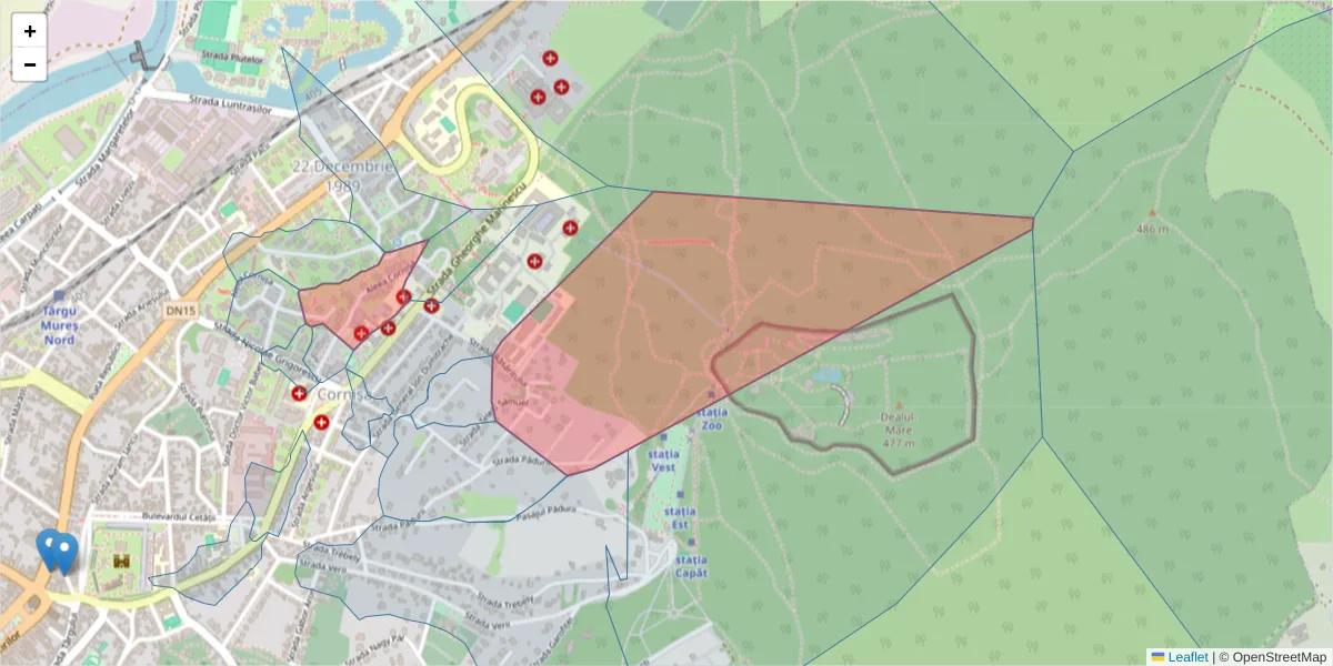 Hartă a codului poștal  și a codurilor poștale învecinate