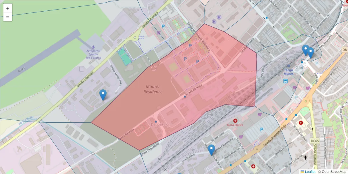 Hartă a codului poștal  și a codurilor poștale învecinate
