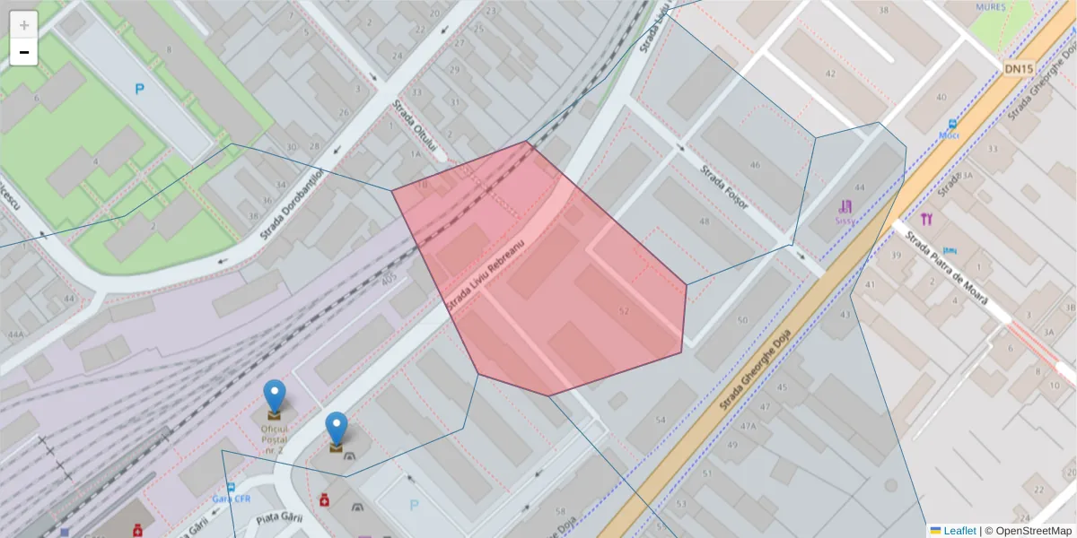 Hartă a codului poștal  și a codurilor poștale învecinate