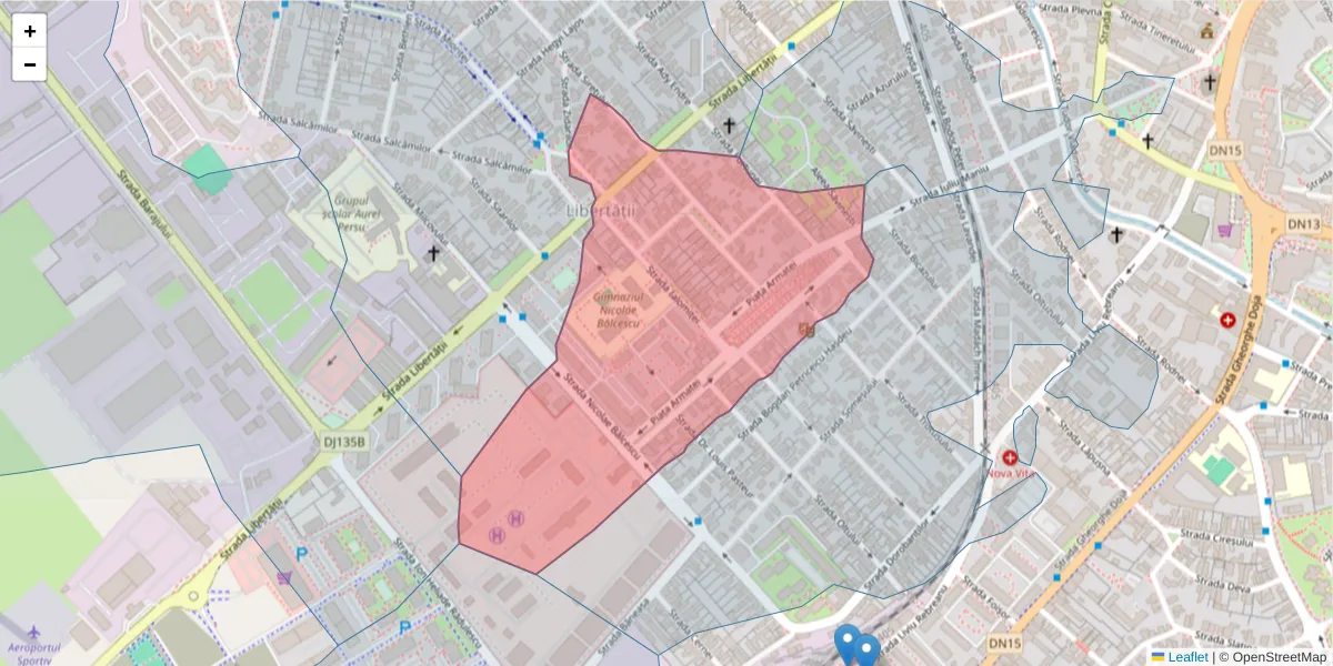 Hartă a codului poștal  și a codurilor poștale învecinate