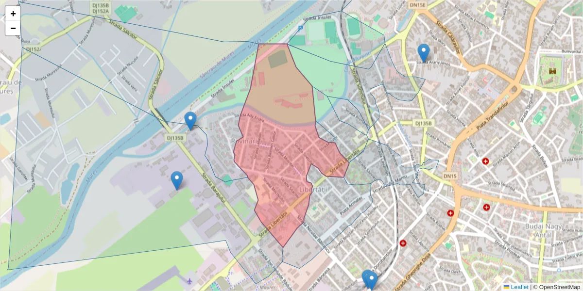 Hartă a codului poștal  și a codurilor poștale învecinate