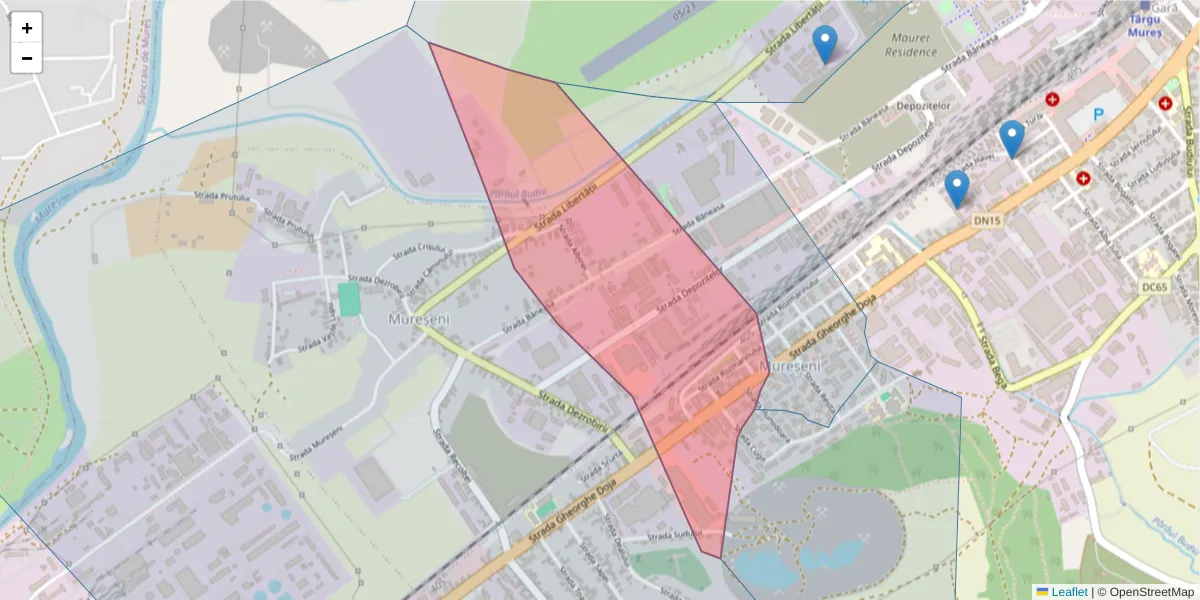 Hartă a codului poștal  și a codurilor poștale învecinate