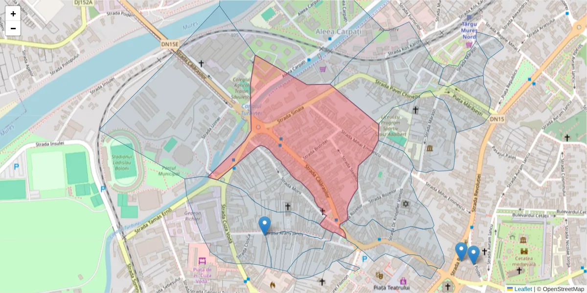 Hartă a codului poștal  și a codurilor poștale învecinate