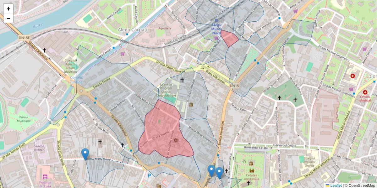 Hartă a codului poștal  și a codurilor poștale învecinate