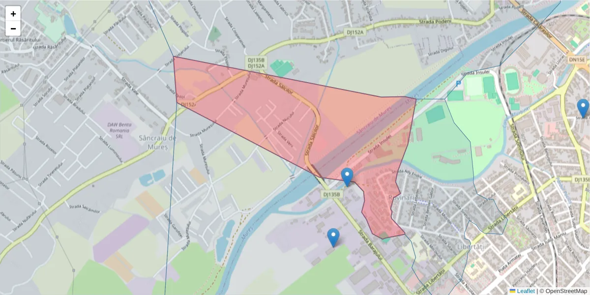 Hartă a codului poștal  și a codurilor poștale învecinate