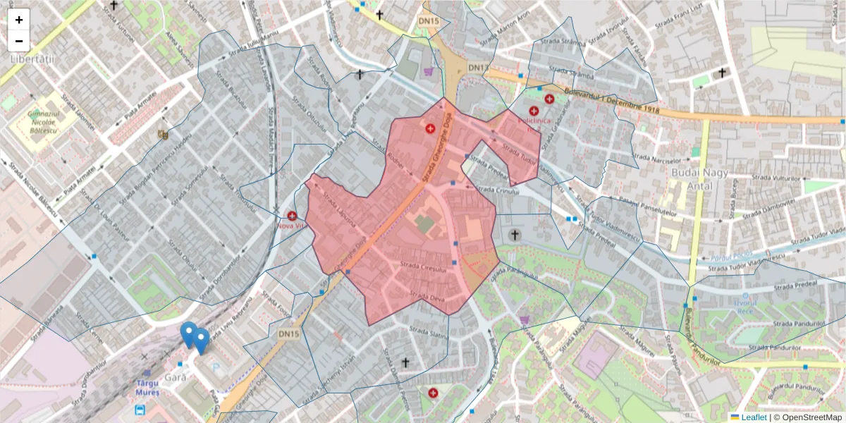 Hartă a codului poștal  și a codurilor poștale învecinate