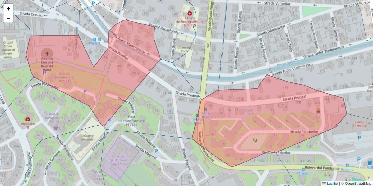 Hartă a codului poștal  și a codurilor poștale învecinate