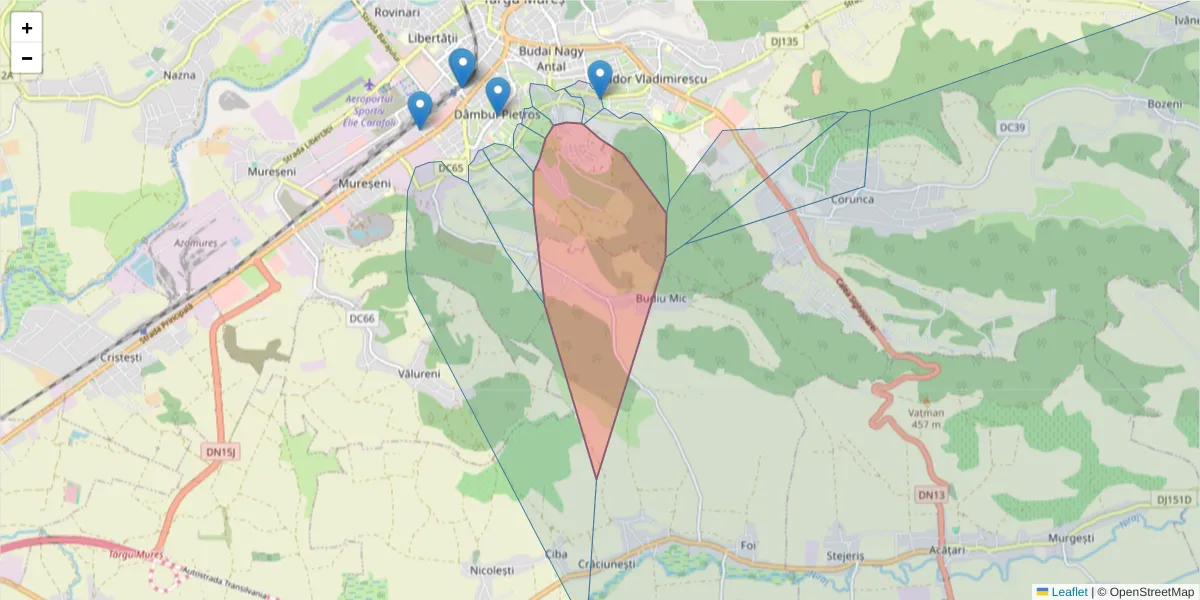 Hartă a codului poștal  și a codurilor poștale învecinate