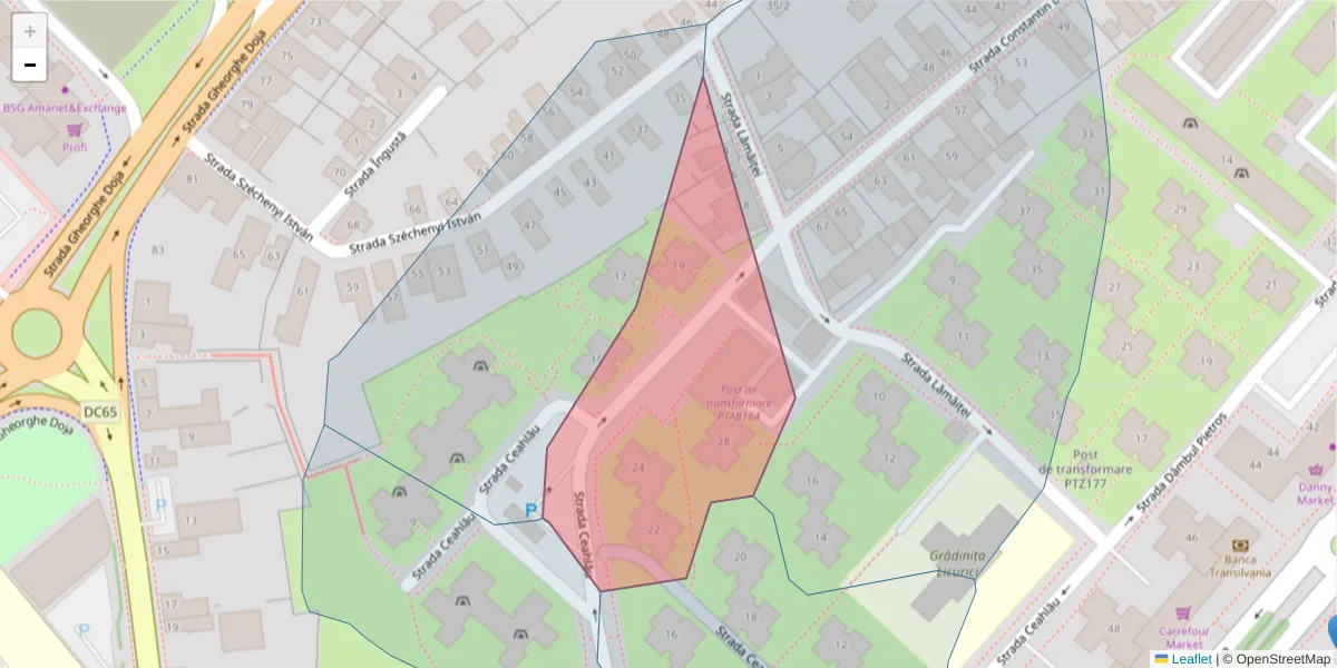 Hartă a codului poștal  și a codurilor poștale învecinate