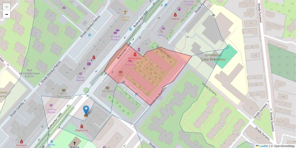 Hartă a codului poștal  și a codurilor poștale învecinate