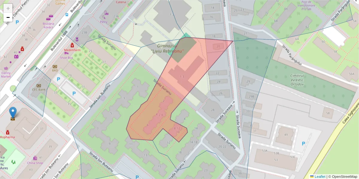 Hartă a codului poștal  și a codurilor poștale învecinate