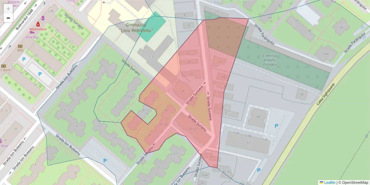 Hartă a codului poștal  și a codurilor poștale învecinate