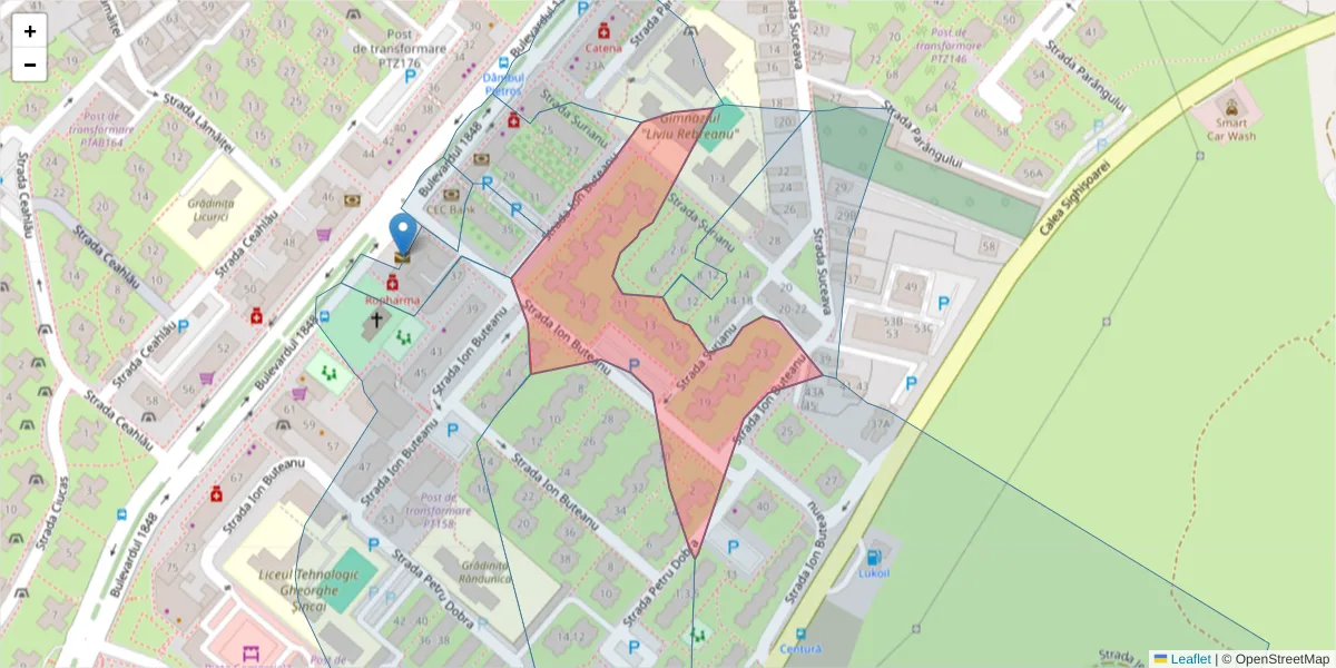 Hartă a codului poștal  și a codurilor poștale învecinate