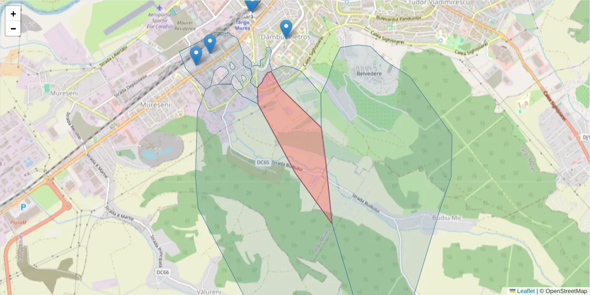 Hartă a codului poștal  și a codurilor poștale învecinate