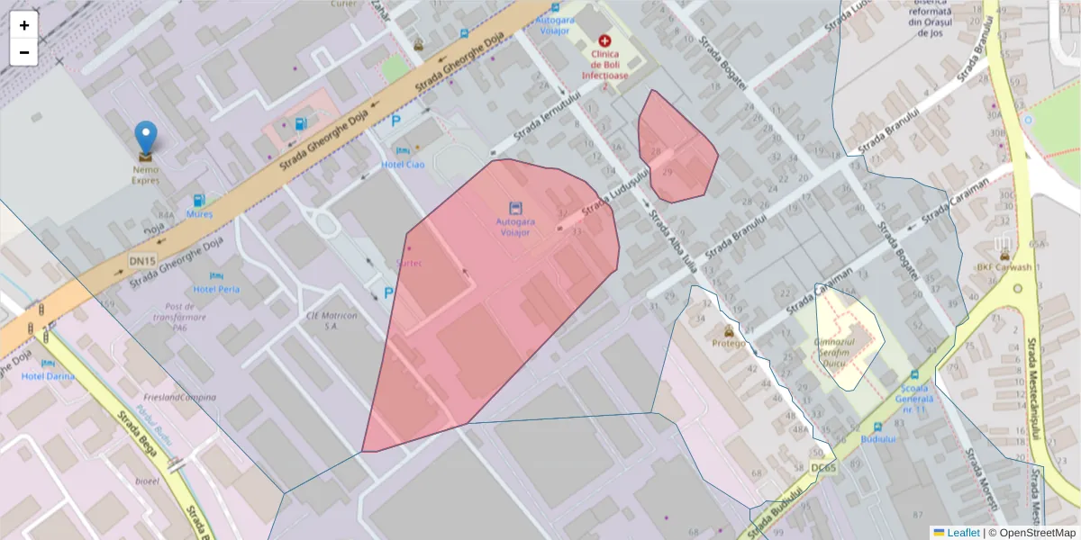 Hartă a codului poștal  și a codurilor poștale învecinate