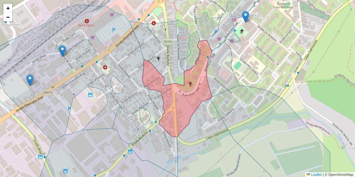 Hartă a codului poștal  și a codurilor poștale învecinate