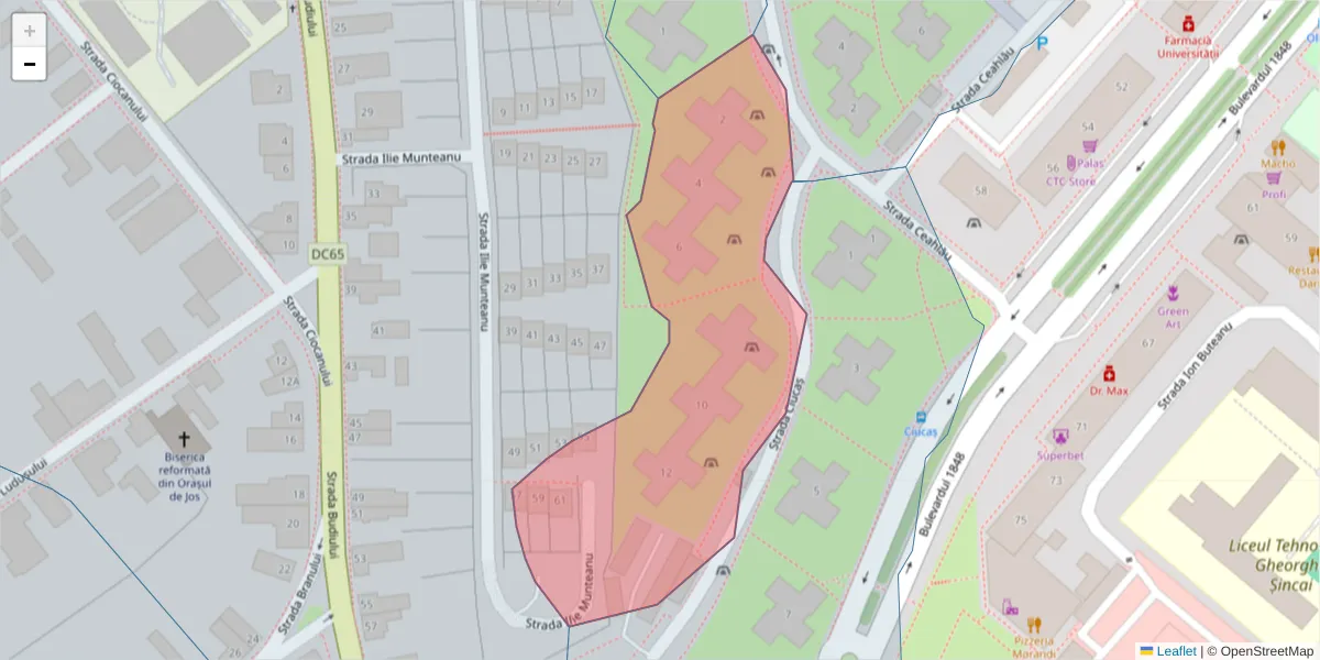Hartă a codului poștal  și a codurilor poștale învecinate