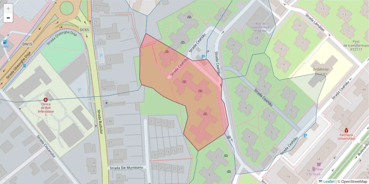 Hartă a codului poștal  și a codurilor poștale învecinate