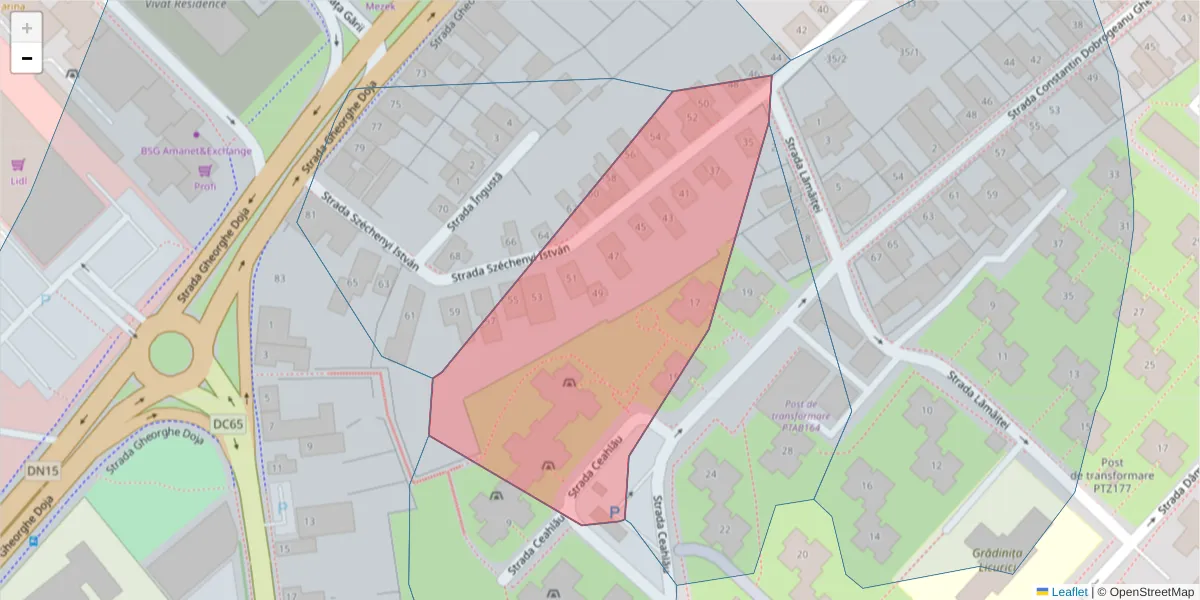 Hartă a codului poștal  și a codurilor poștale învecinate