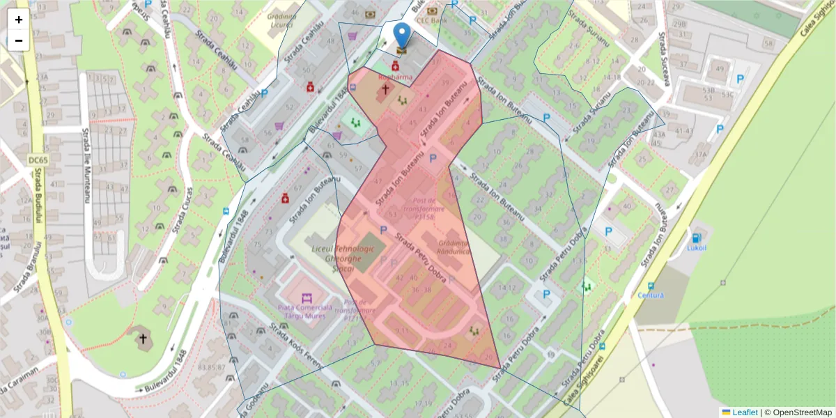 Hartă a codului poștal  și a codurilor poștale învecinate