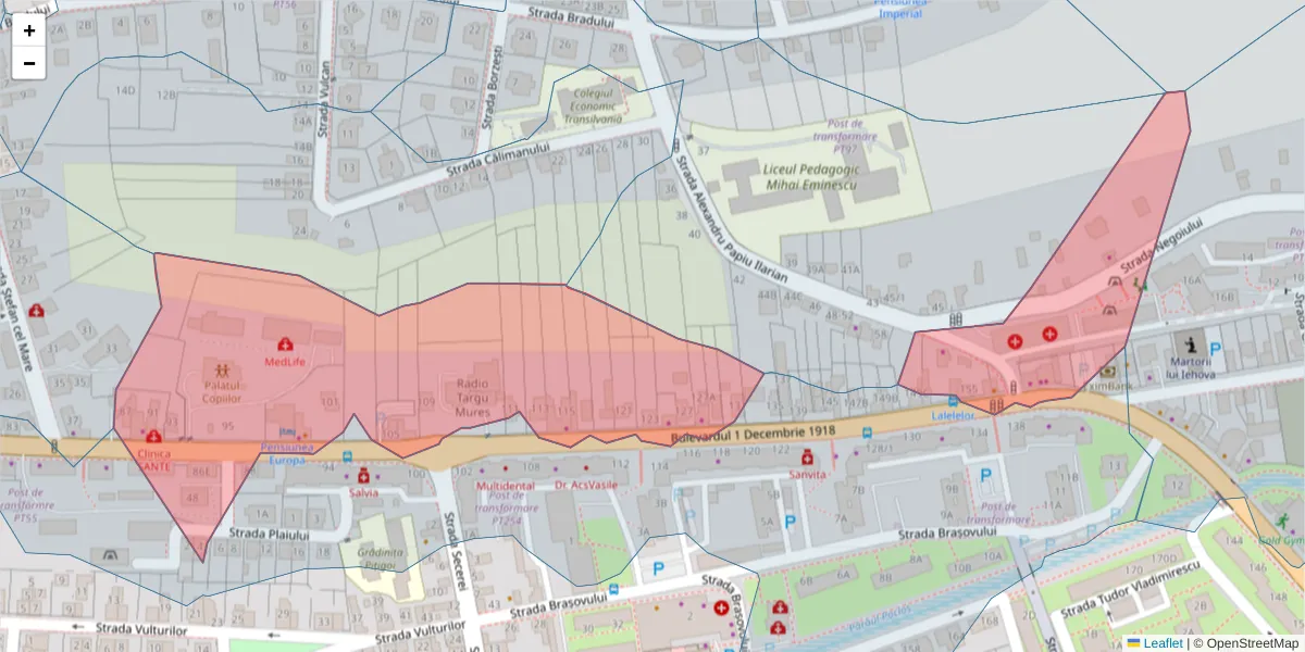 Hartă a codului poștal  și a codurilor poștale învecinate