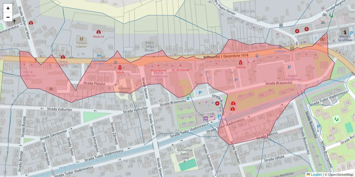 Hartă a codului poștal  și a codurilor poștale învecinate