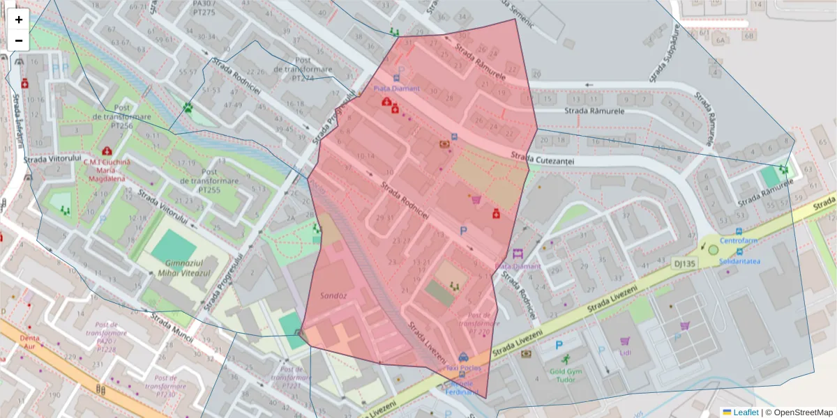 Hartă a codului poștal  și a codurilor poștale învecinate