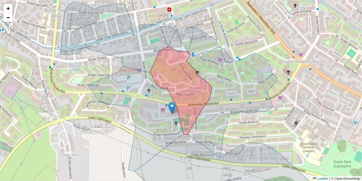 Hartă a codului poștal  și a codurilor poștale învecinate