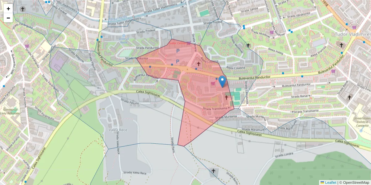 Hartă a codului poștal  și a codurilor poștale învecinate