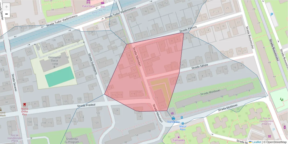 Hartă a codului poștal  și a codurilor poștale învecinate