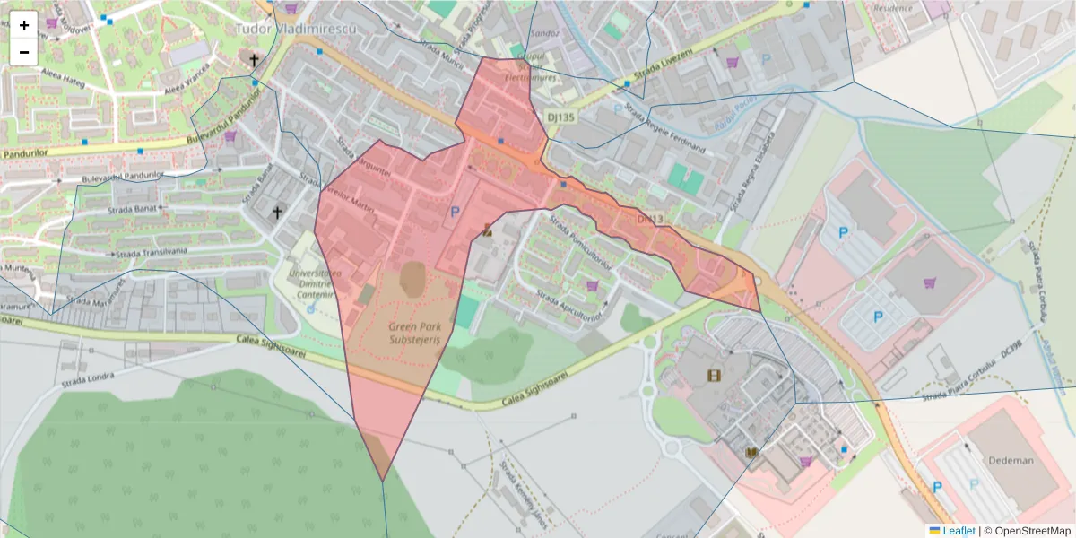 Hartă a codului poștal  și a codurilor poștale învecinate