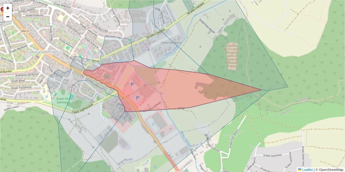 Hartă a codului poștal  și a codurilor poștale învecinate