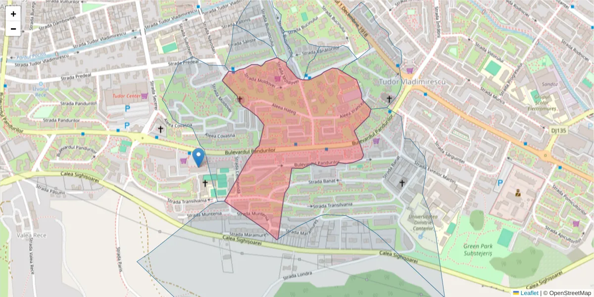 Hartă a codului poștal  și a codurilor poștale învecinate