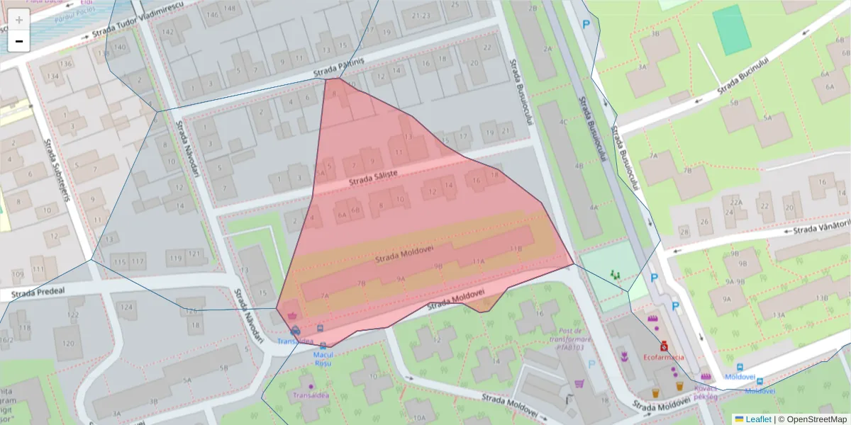 Hartă a codului poștal  și a codurilor poștale învecinate
