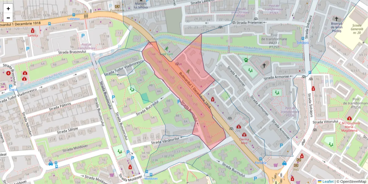 Hartă a codului poștal  și a codurilor poștale învecinate