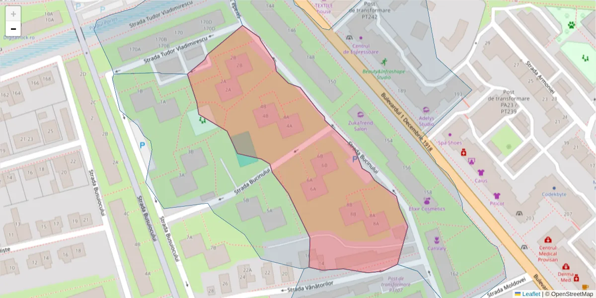 Hartă a codului poștal  și a codurilor poștale învecinate