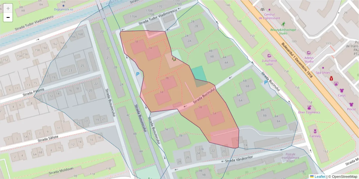 Hartă a codului poștal  și a codurilor poștale învecinate