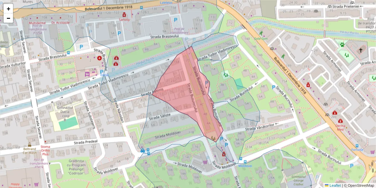 Hartă a codului poștal  și a codurilor poștale învecinate