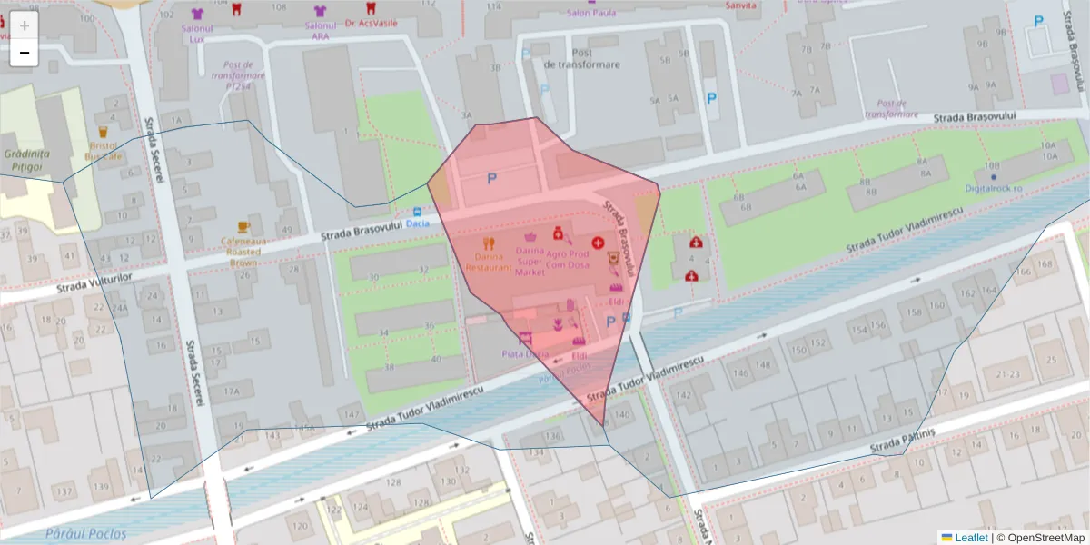 Hartă a codului poștal  și a codurilor poștale învecinate