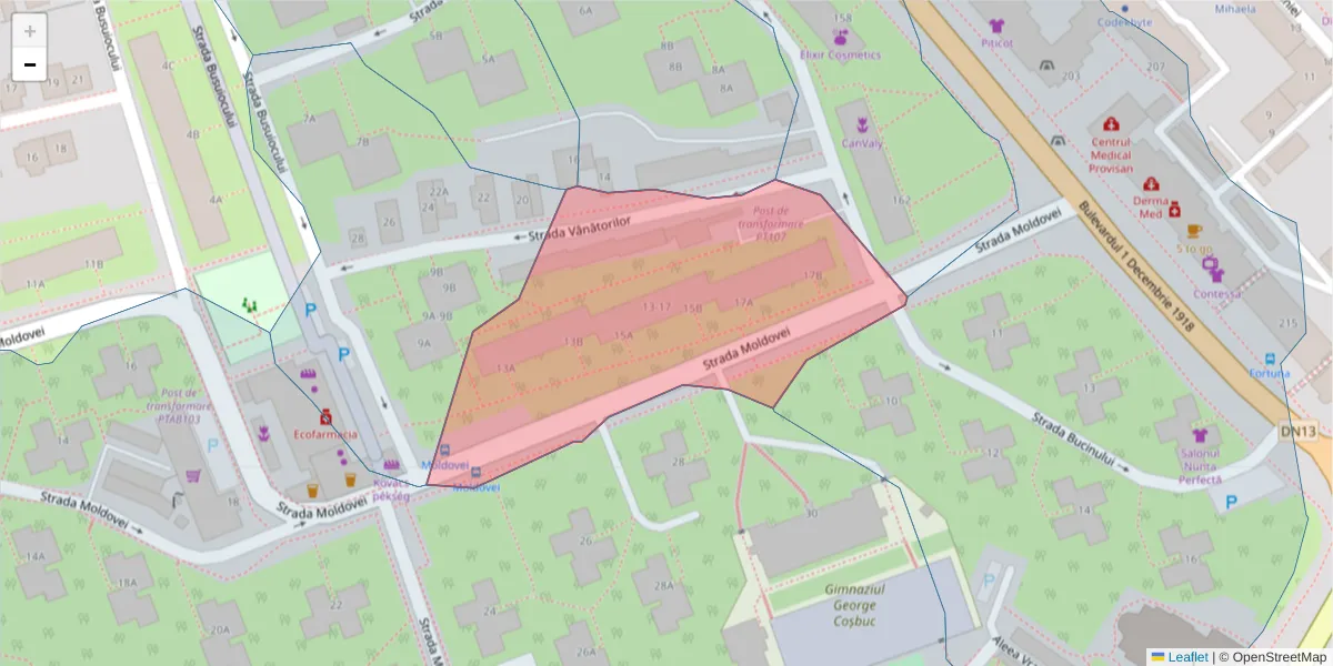 Hartă a codului poștal  și a codurilor poștale învecinate