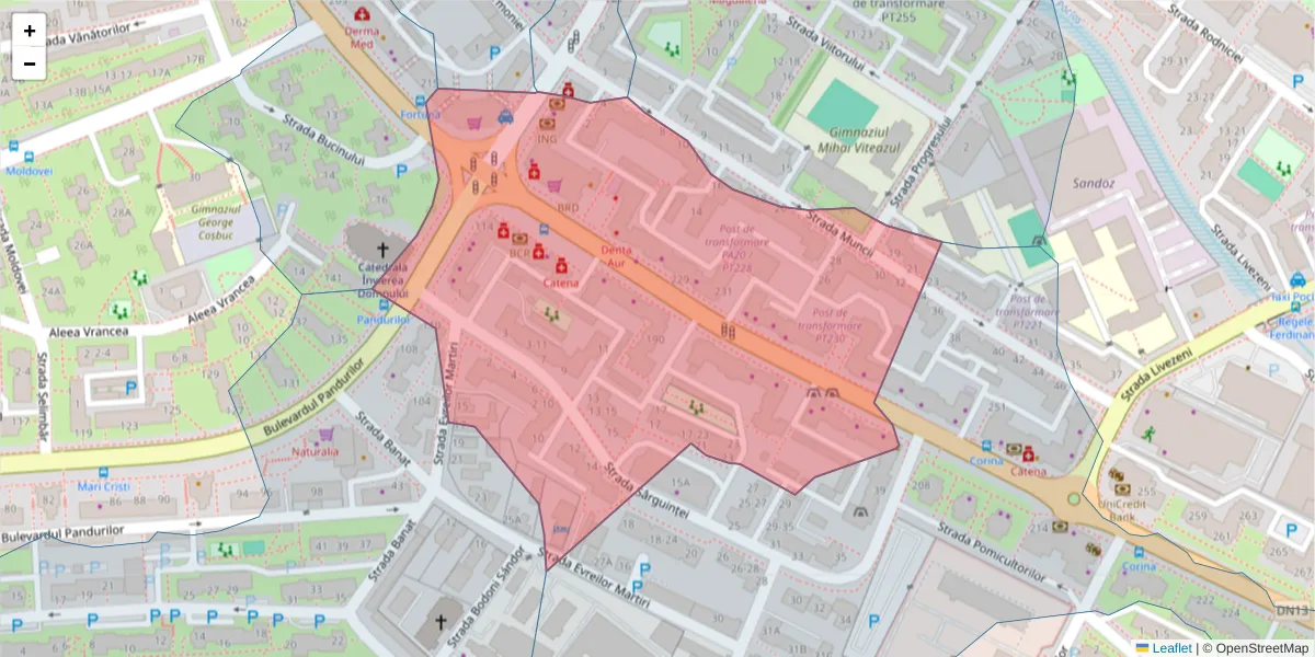 Hartă a codului poștal  și a codurilor poștale învecinate