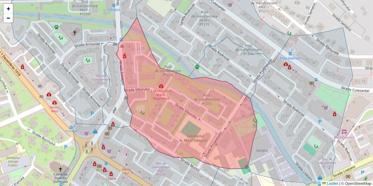 Hartă a codului poștal  și a codurilor poștale învecinate