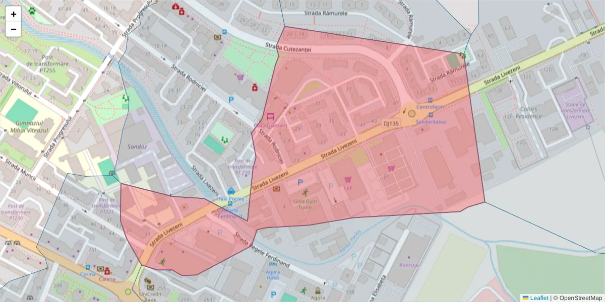 Hartă a codului poștal  și a codurilor poștale învecinate