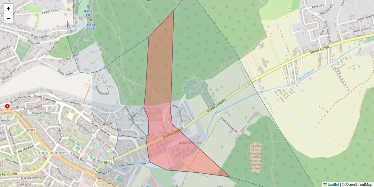 Hartă a codului poștal  și a codurilor poștale învecinate
