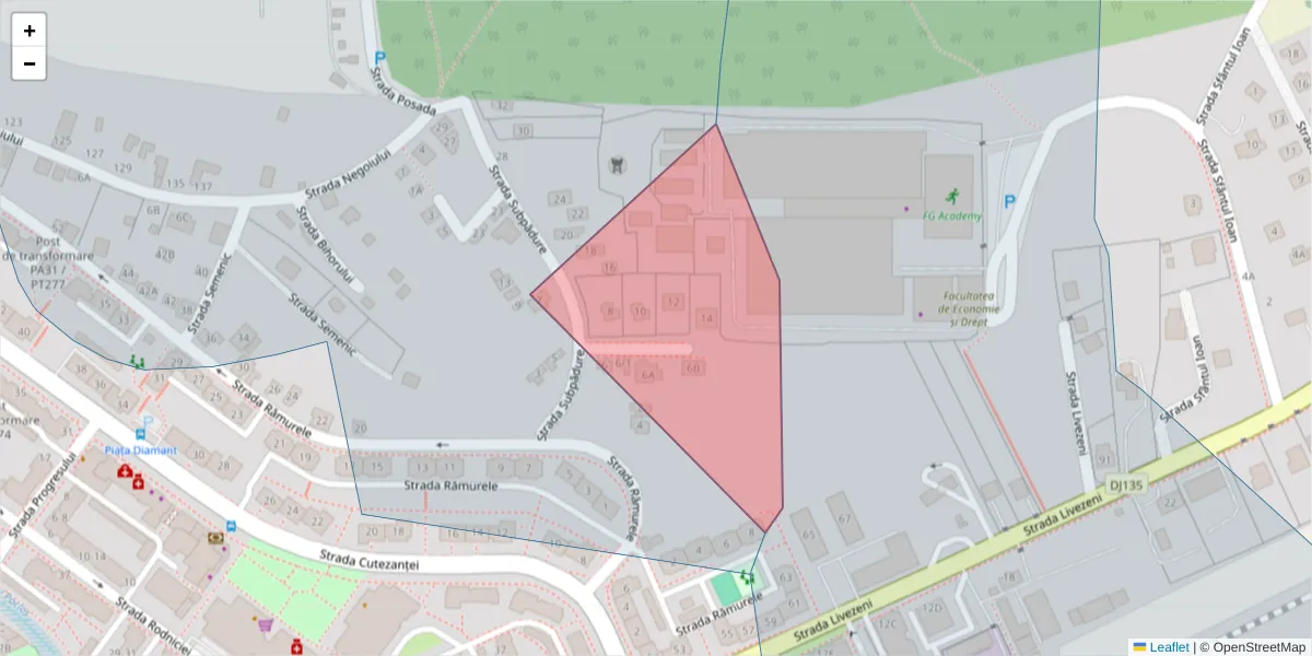 Hartă a codului poștal  și a codurilor poștale învecinate