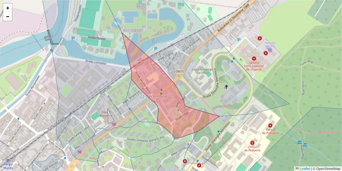 Hartă a codului poștal  și a codurilor poștale învecinate
