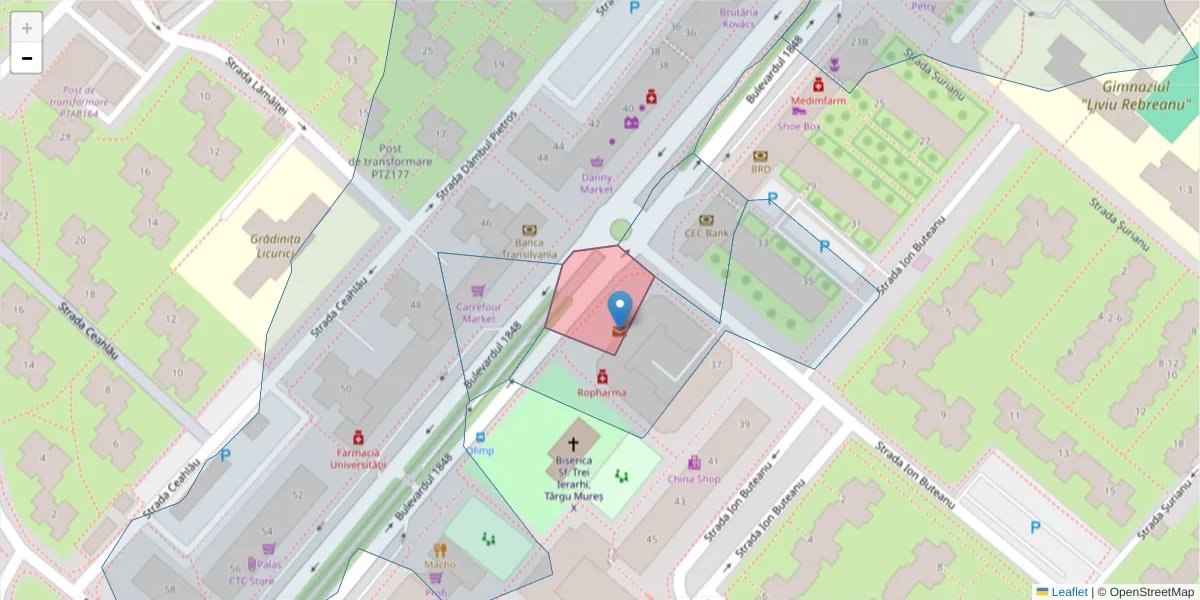 Hartă a codului poștal  și a codurilor poștale învecinate